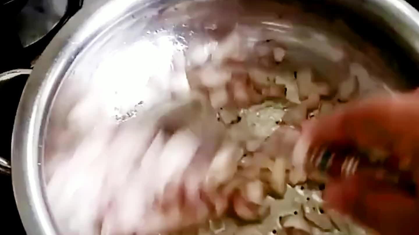 ion turns pink/ transparent, add garlic & chilli. Saute till garlic's raw smell goes.
