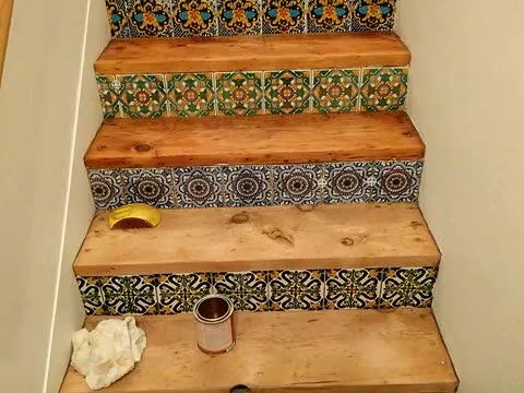 How To Make Pine Stairs Renovation With Tile Risers Video By In The Photo Below