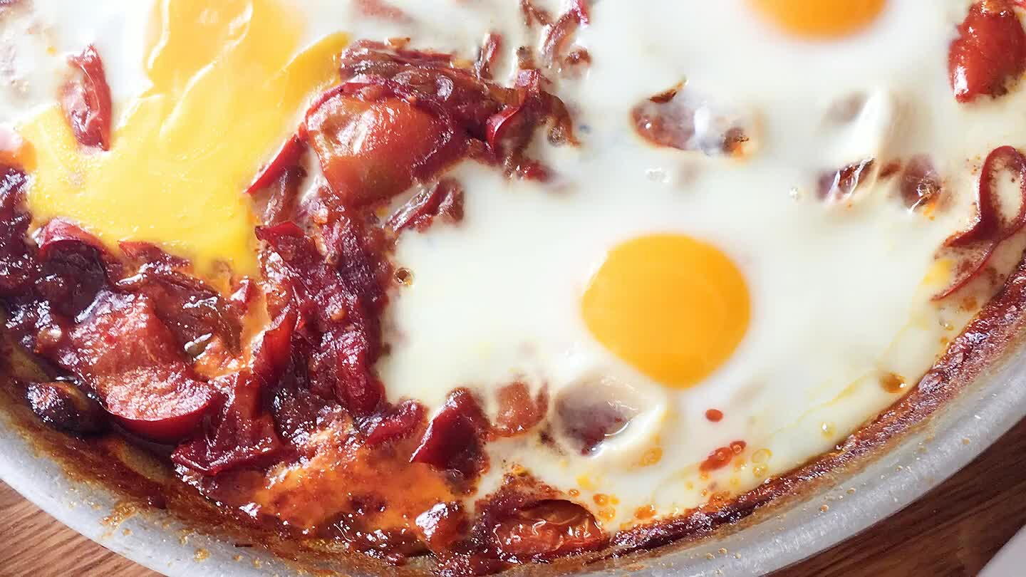 Bake for about 10 minutes, or until the eggs are cooked, hopefully the yolk is still runny.