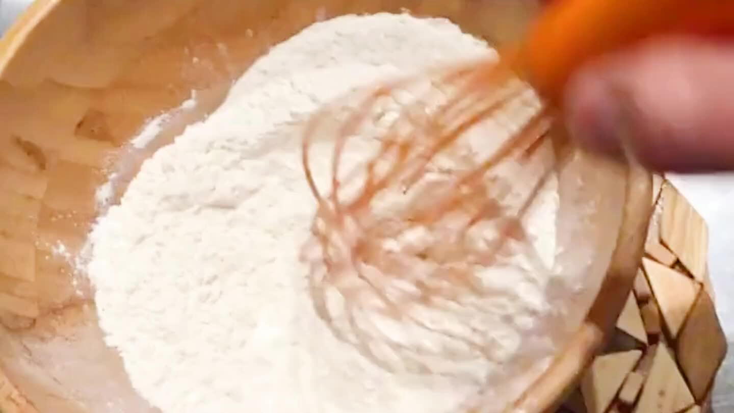 Whisk together flour, baking powder and salt.