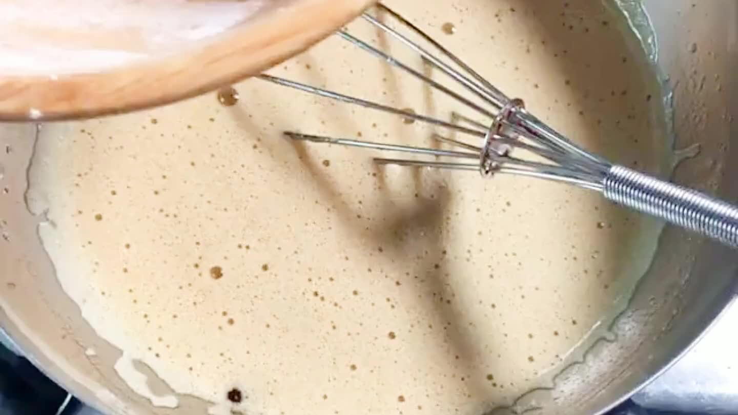 Stir the dry ingredients into the wet ingredients.
