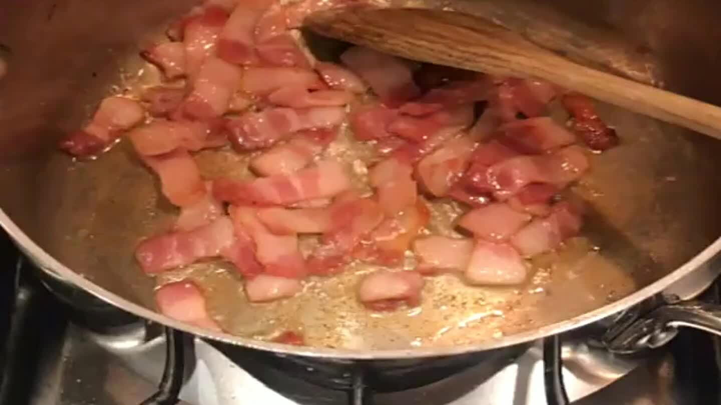 Brown the sliced bacon