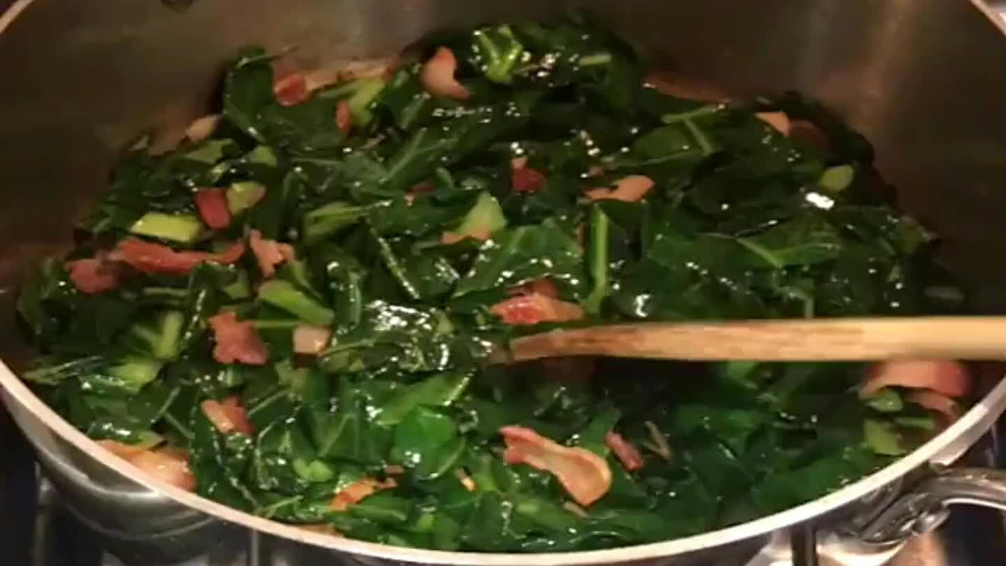 Let it cook until collard greens are soft