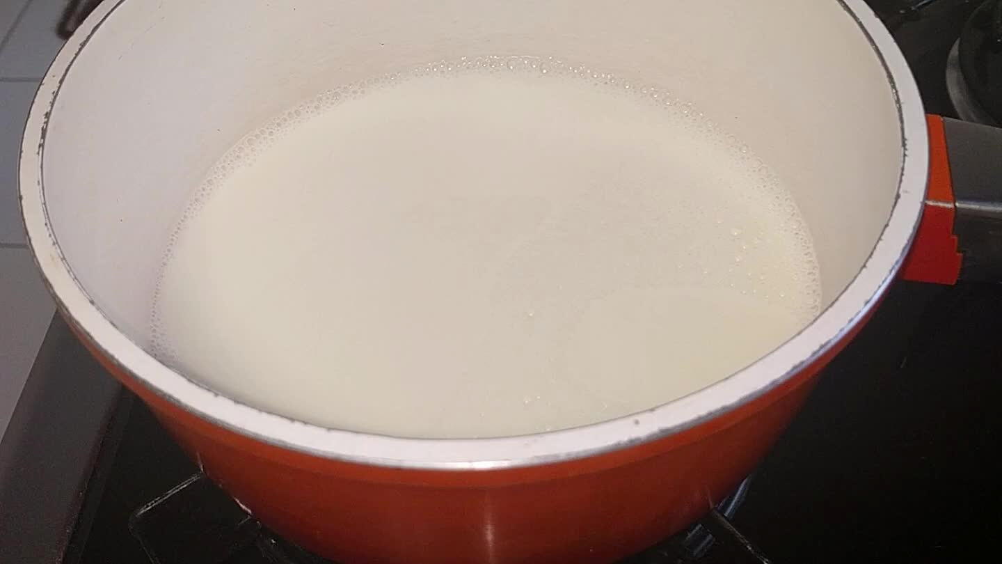 e leite, a baunilha e a gelatina já dissolvida;