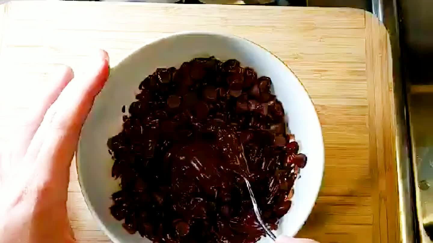 Melt the chocolate (the thinner you can get it the better, but make sure not to burn it). For me the easiest way it to put it in the microwave for a about a minutes and the stir with a fork