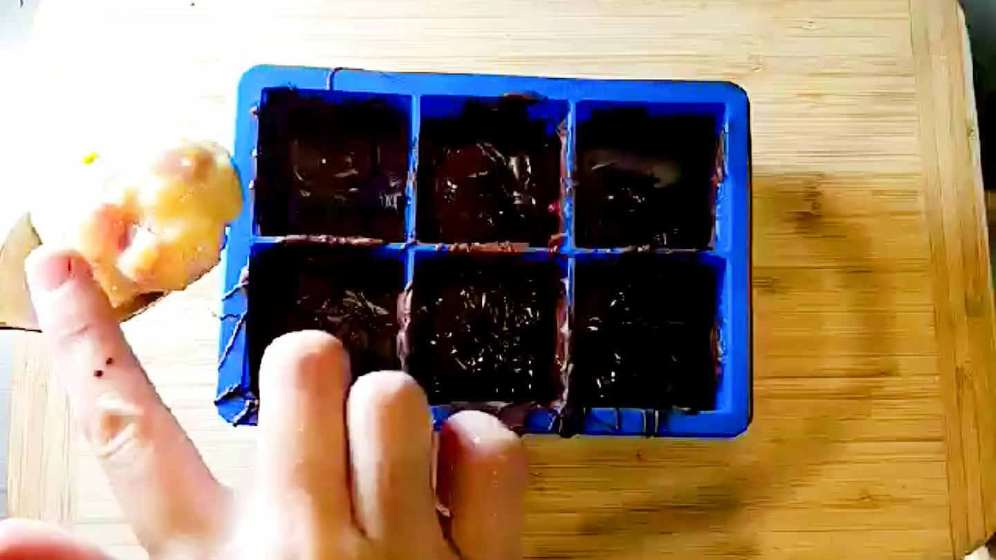 Get the chocolate from the fridge. Add the strawberry cream