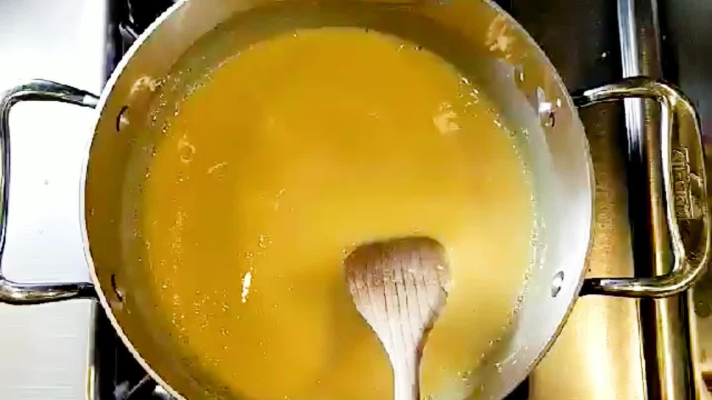 Cook stirring constantly (very important!) until it gets thicker and creamy. Save aside to get it to cool down a little