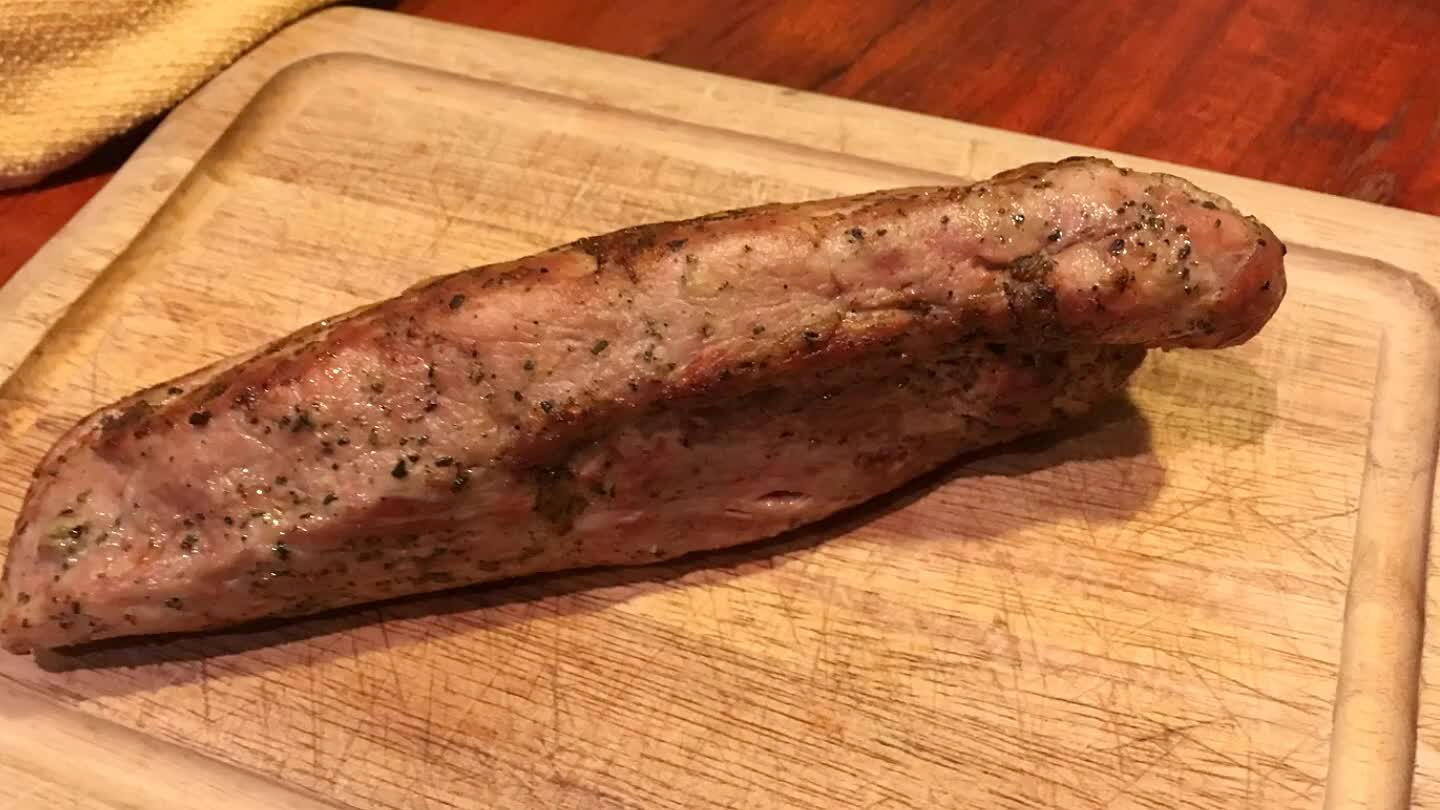 e sides of the tenderloin. Transfer to a baking pan and roast to an internal temperature somewhere around 140F (60℃).