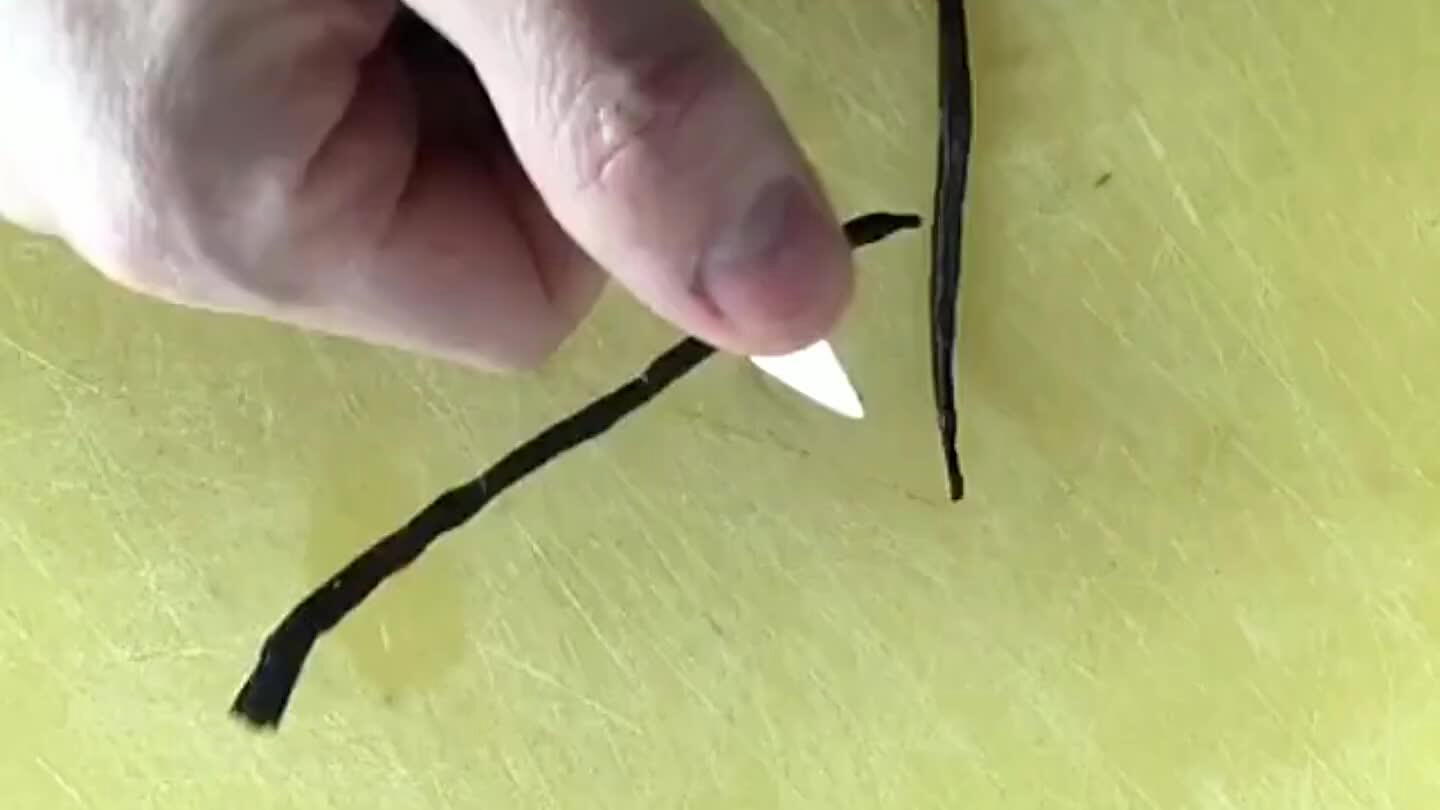 g the pod so that the blade scrapes the seed from the pod.