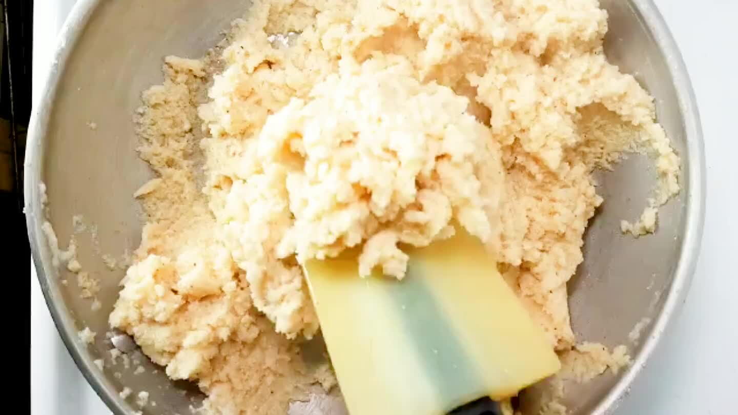 Remove the pan from heat. Knead the dough together into a mass.