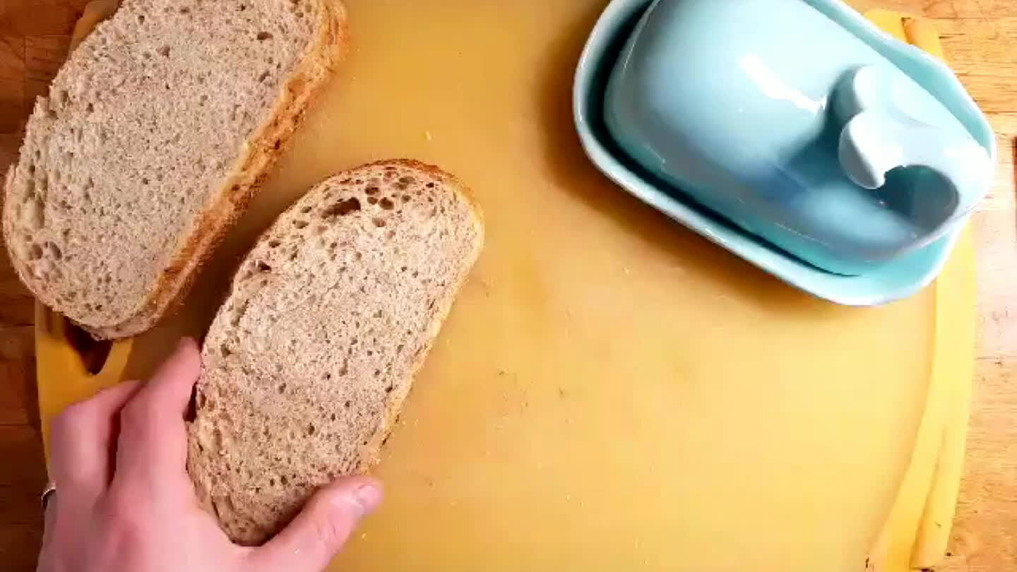 our sandwich. I used sliced sourdough and it worked quite well, but any sliced bread should work fine.