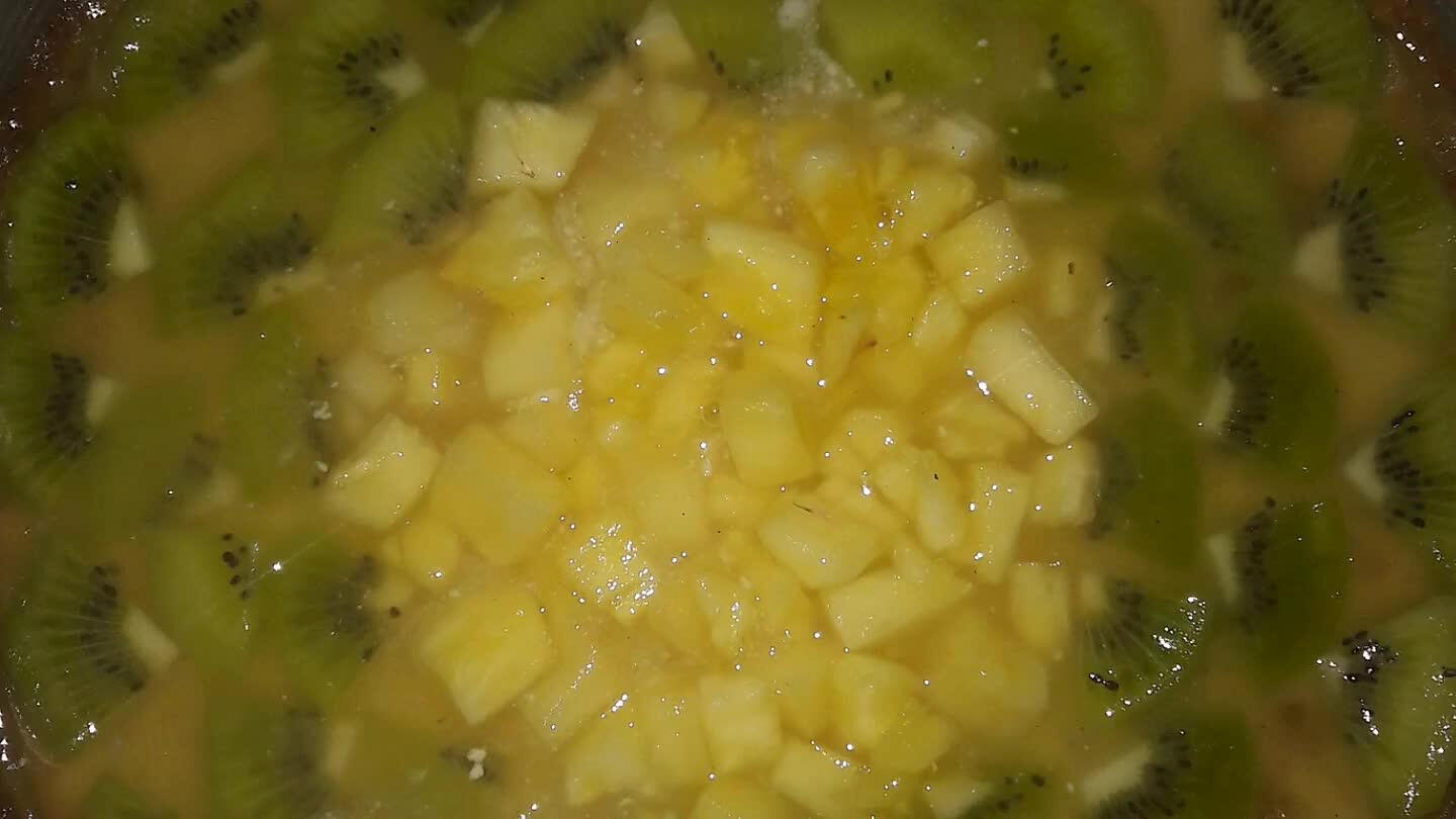 Make a gelatin and pour it gently on fruits.