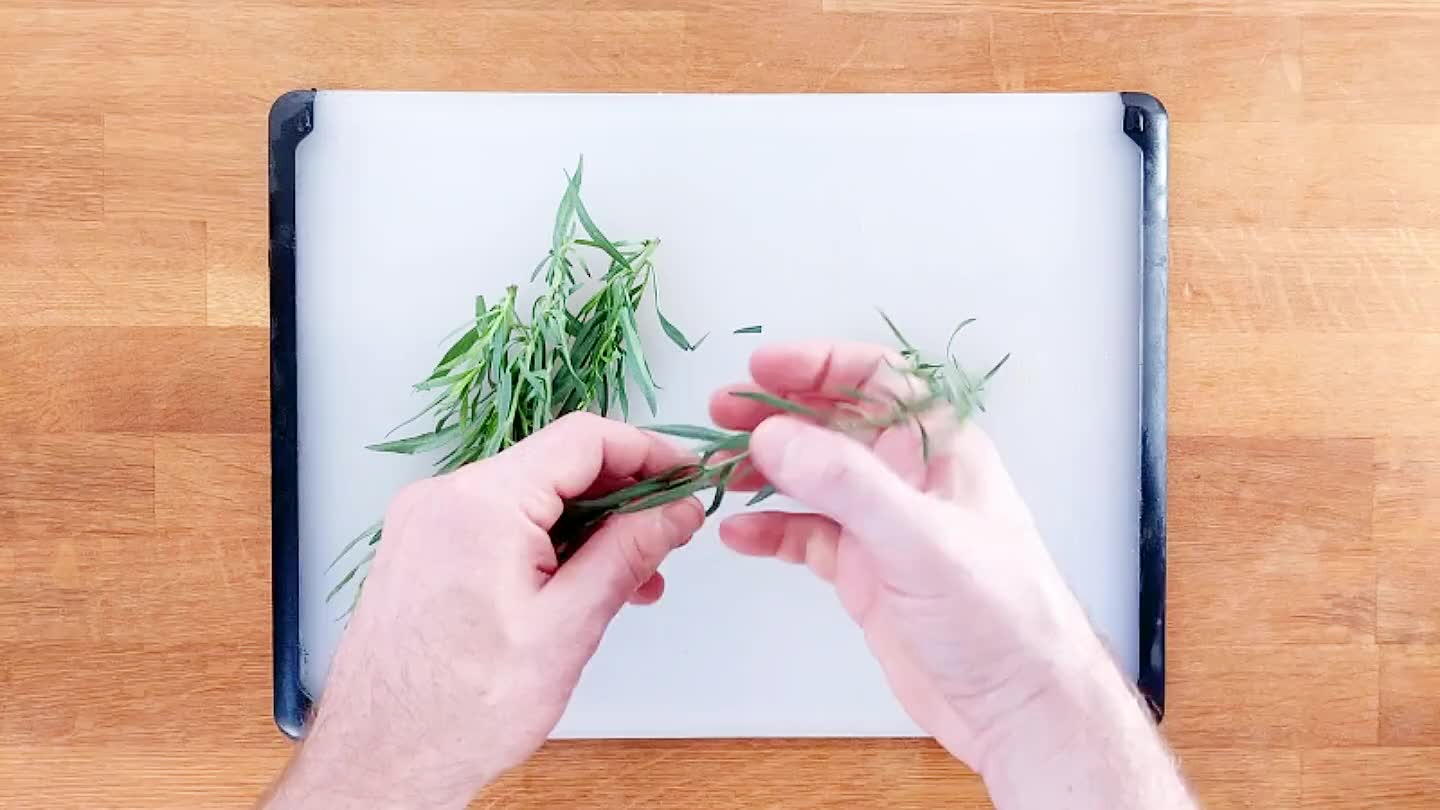 back wards through the tarragon. This tends to help keep from bruising the tarragon.