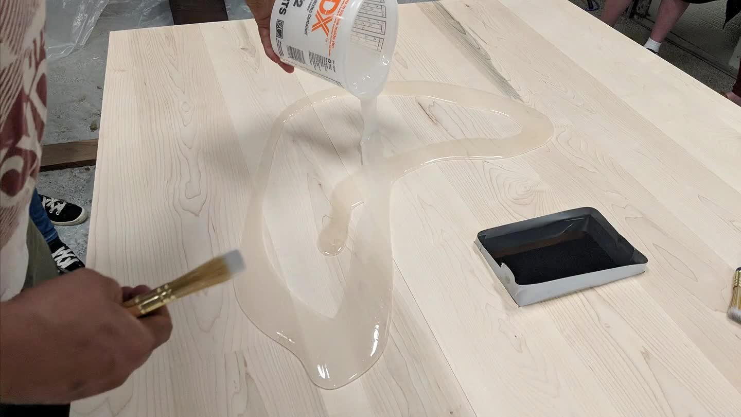 between the wood and epoxy so we would get less air bubbles.