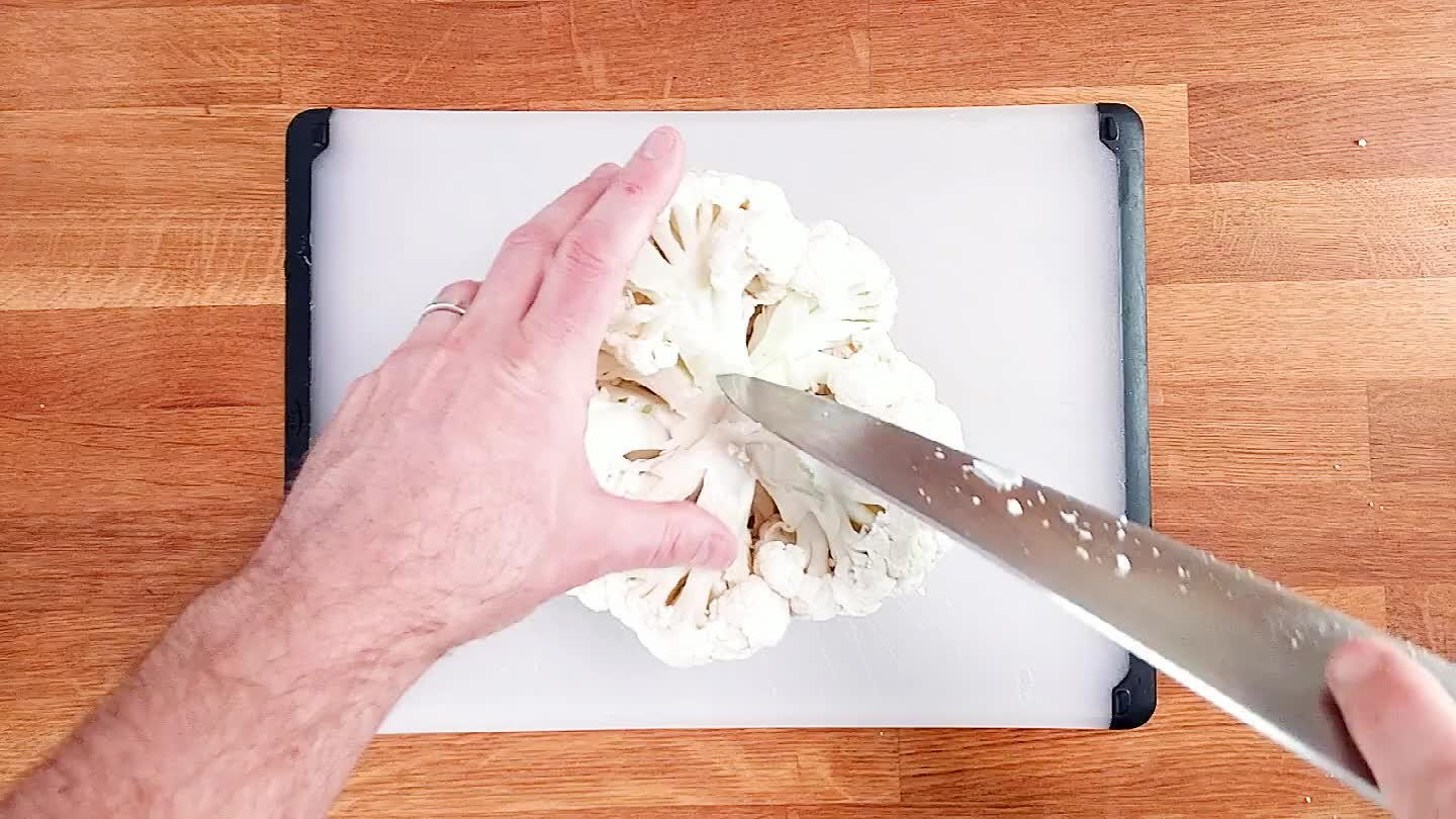 Divide the cauliflower head into florets. Large chunks are ideal.