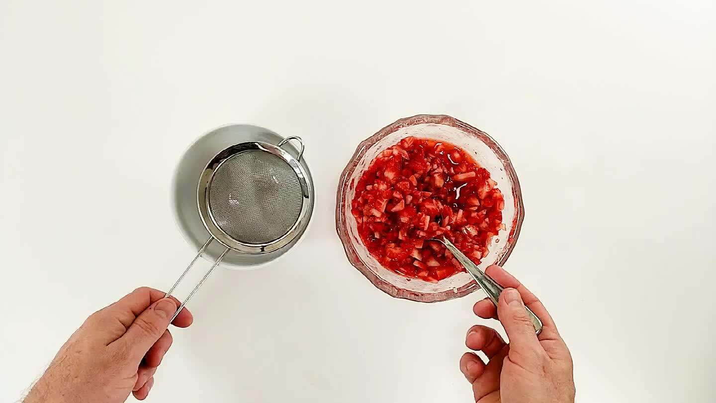e given off some liquid. Strain away this liquid. This will help keep the cheesecake from getting too soggy.