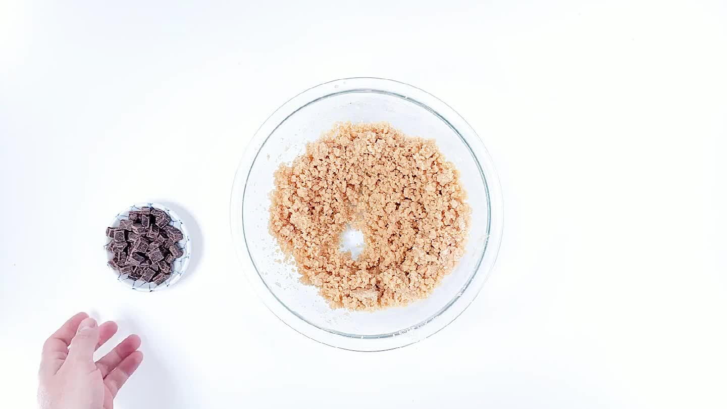 to a traditional chocolate chip cookie dough at this point, just a little more crumbly.