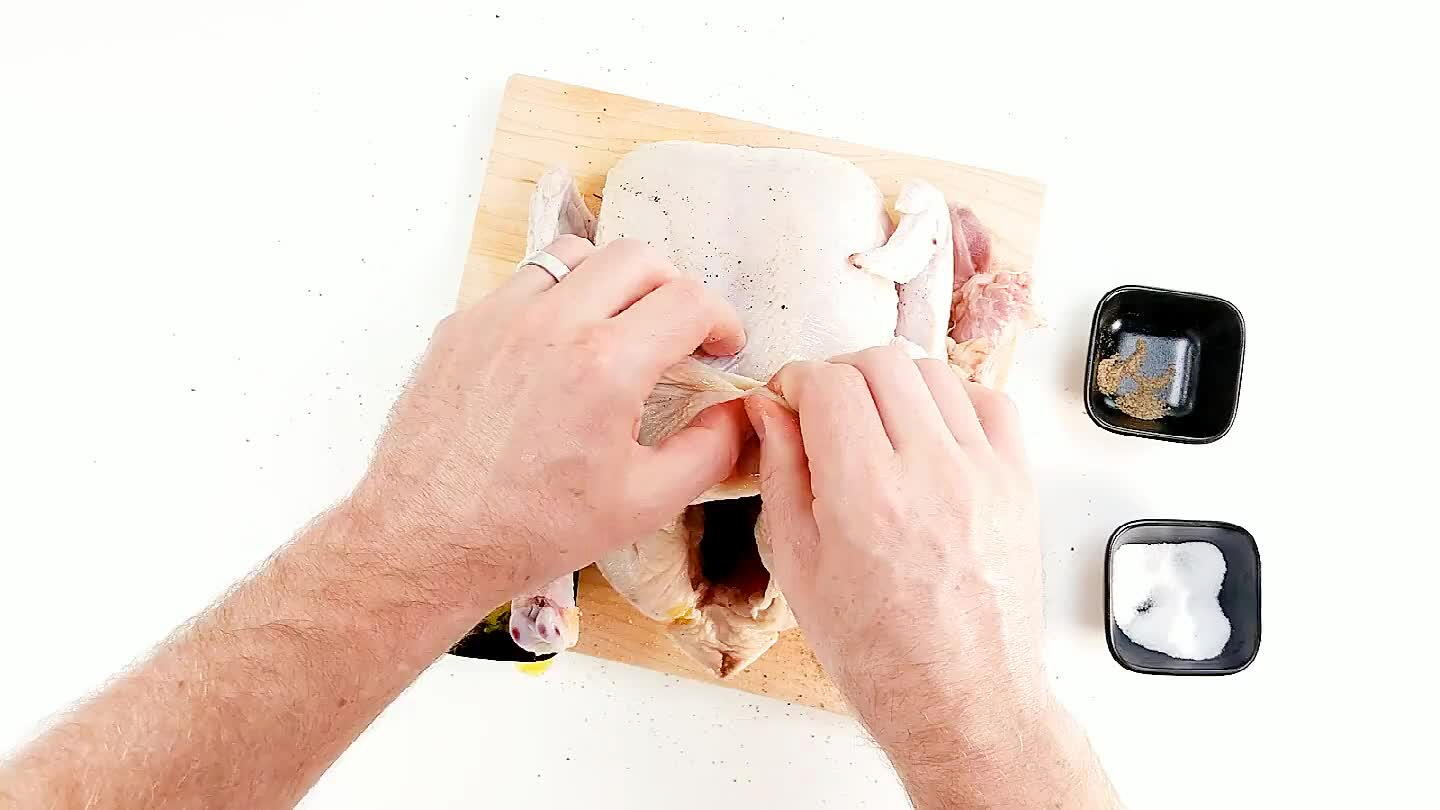 ng around over and behind the leg. Releasing the skin from the meat will allow you to spread some flavor under the skin where it will sink into the meat more easily.