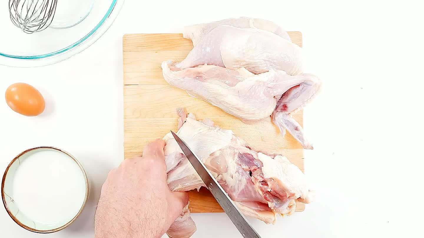 Fold the breast back to expose the shoulder joint so you can cut through it.