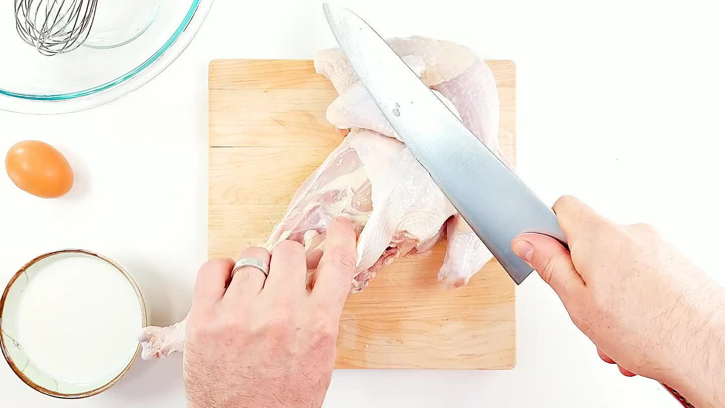 he hip joint and peel as you slice to finish separating the thigh from the back. Repeat on the opposite leg.