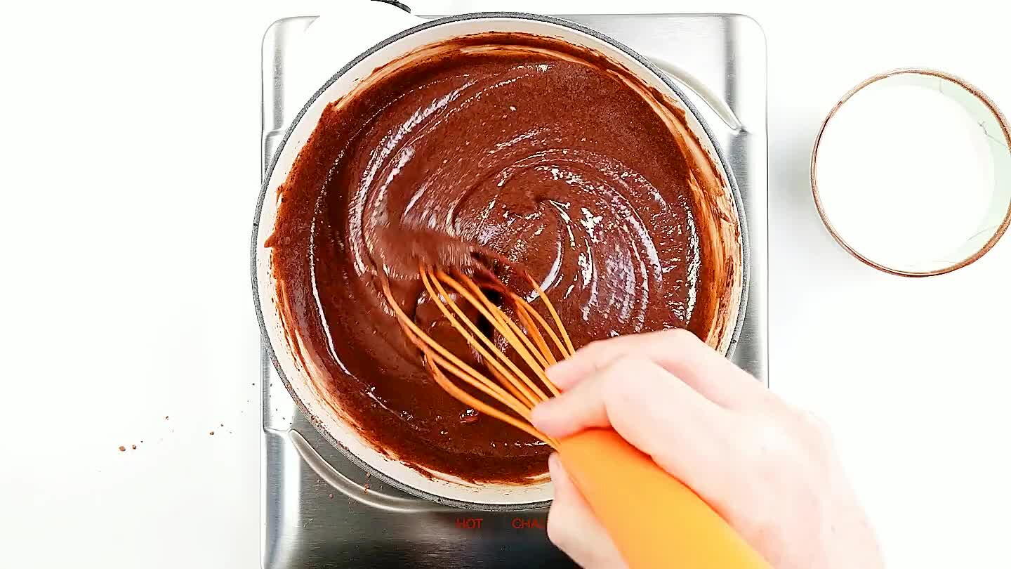 n scrape the bottom of the sauce pot. You don't want any part of the frosting to stick and overcook.