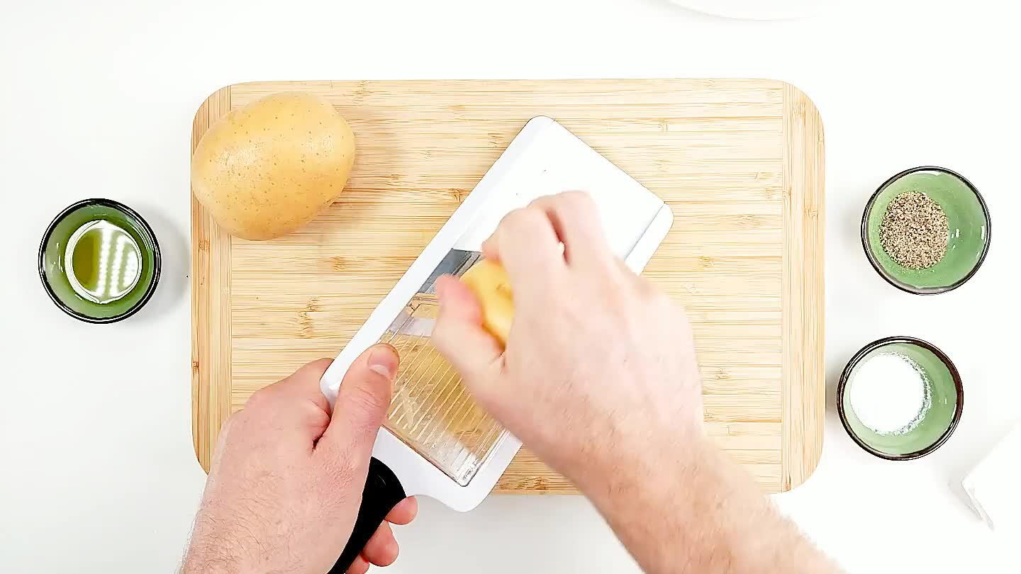 tly thin slices. Slice a potato almost thin enough to be transparent. It may take a little experimenting to find a thickness you like.