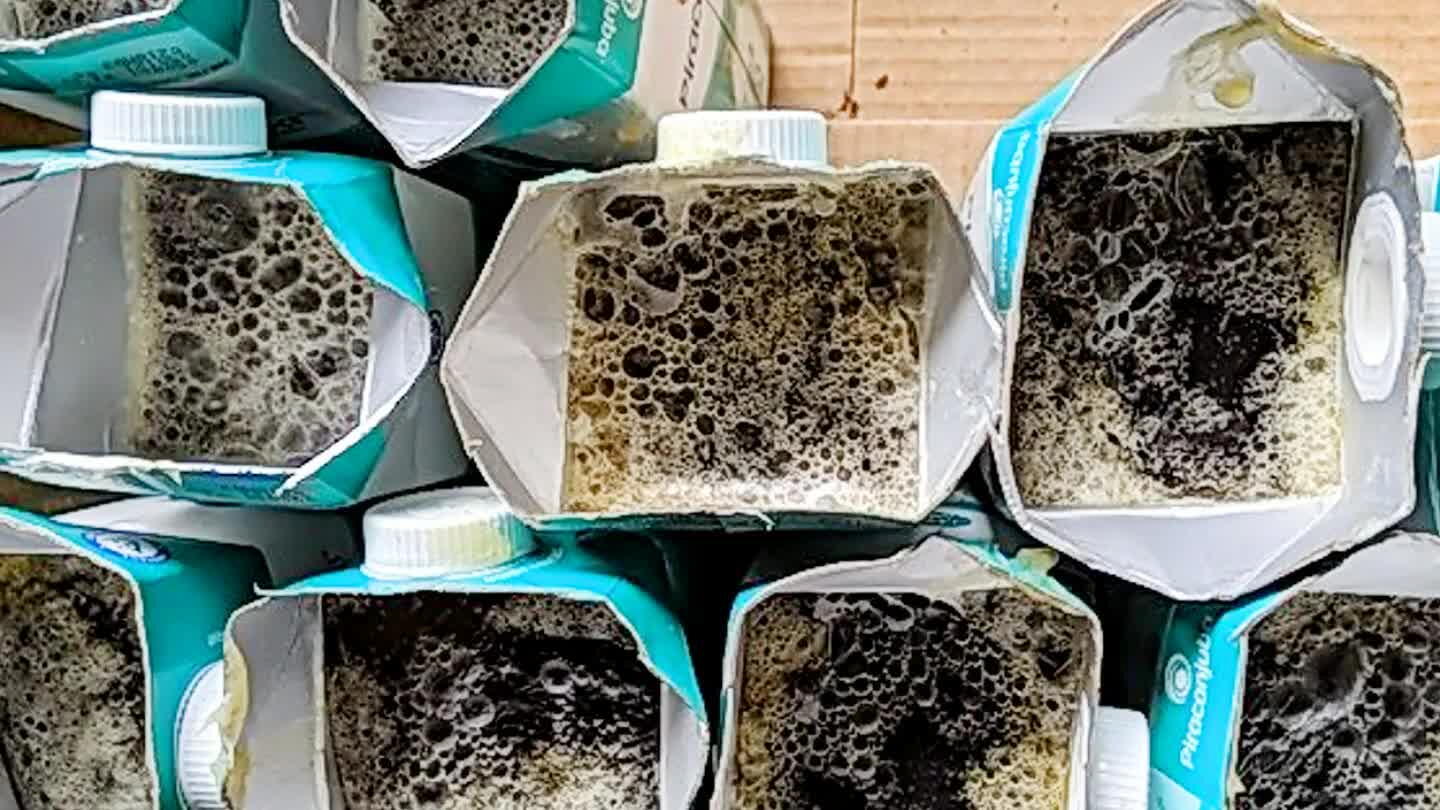 elhor lhe convier, deixando descansar por + ou - um dia, dobre as tampas das caixas e guarde, se fizer na vasilha de plástico, corte e guarde em saco plástico pra não secar.