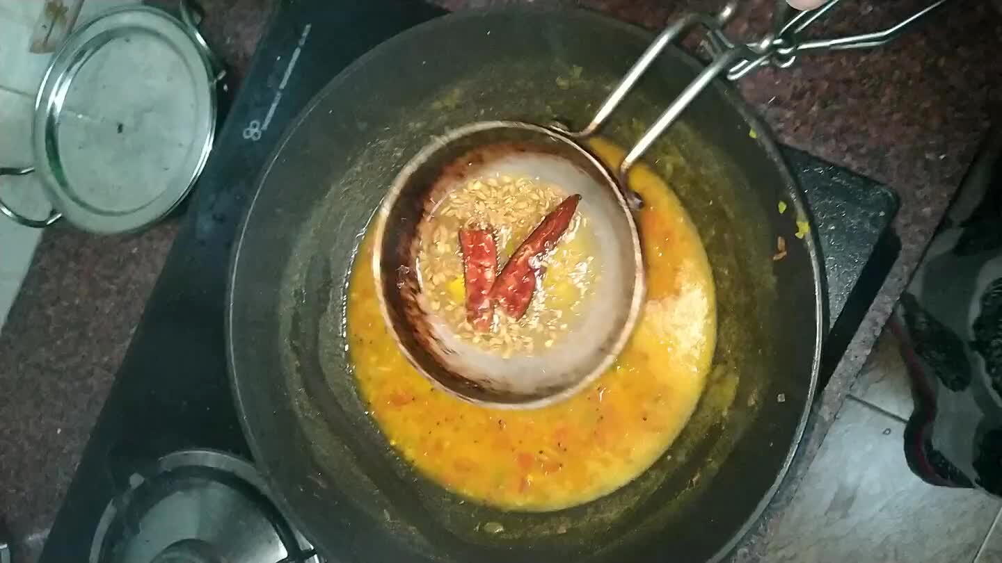 us tempering to the dal. Garnish with corriander leaves. Serve hot with roti or dosa.