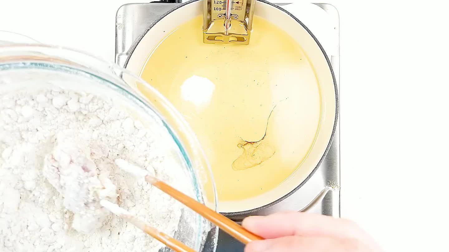 temperature of the oil will drop. Go slowly and try to maintain a good temperature balance around 350ºF.