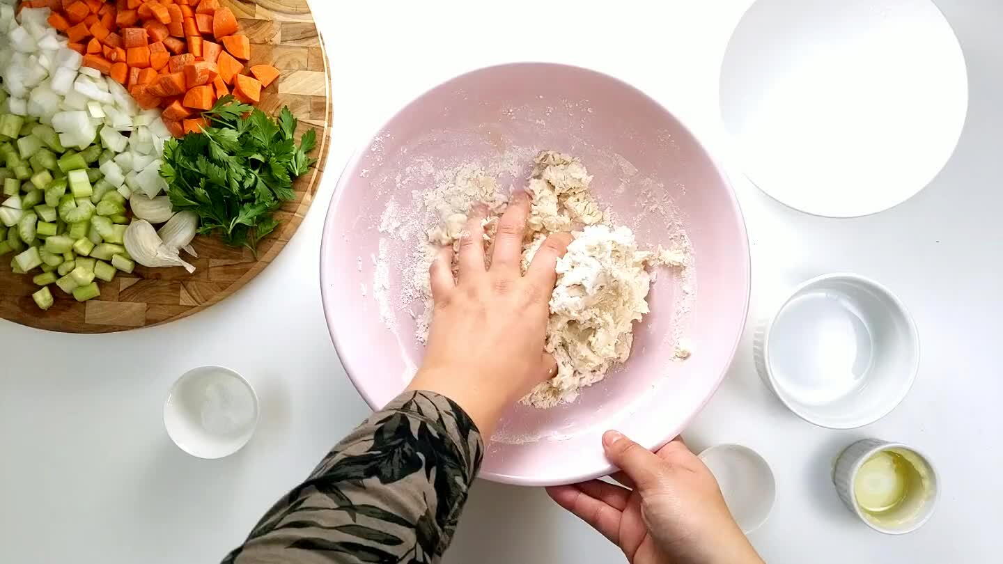 e sides of the bowl and the flour is all combined.