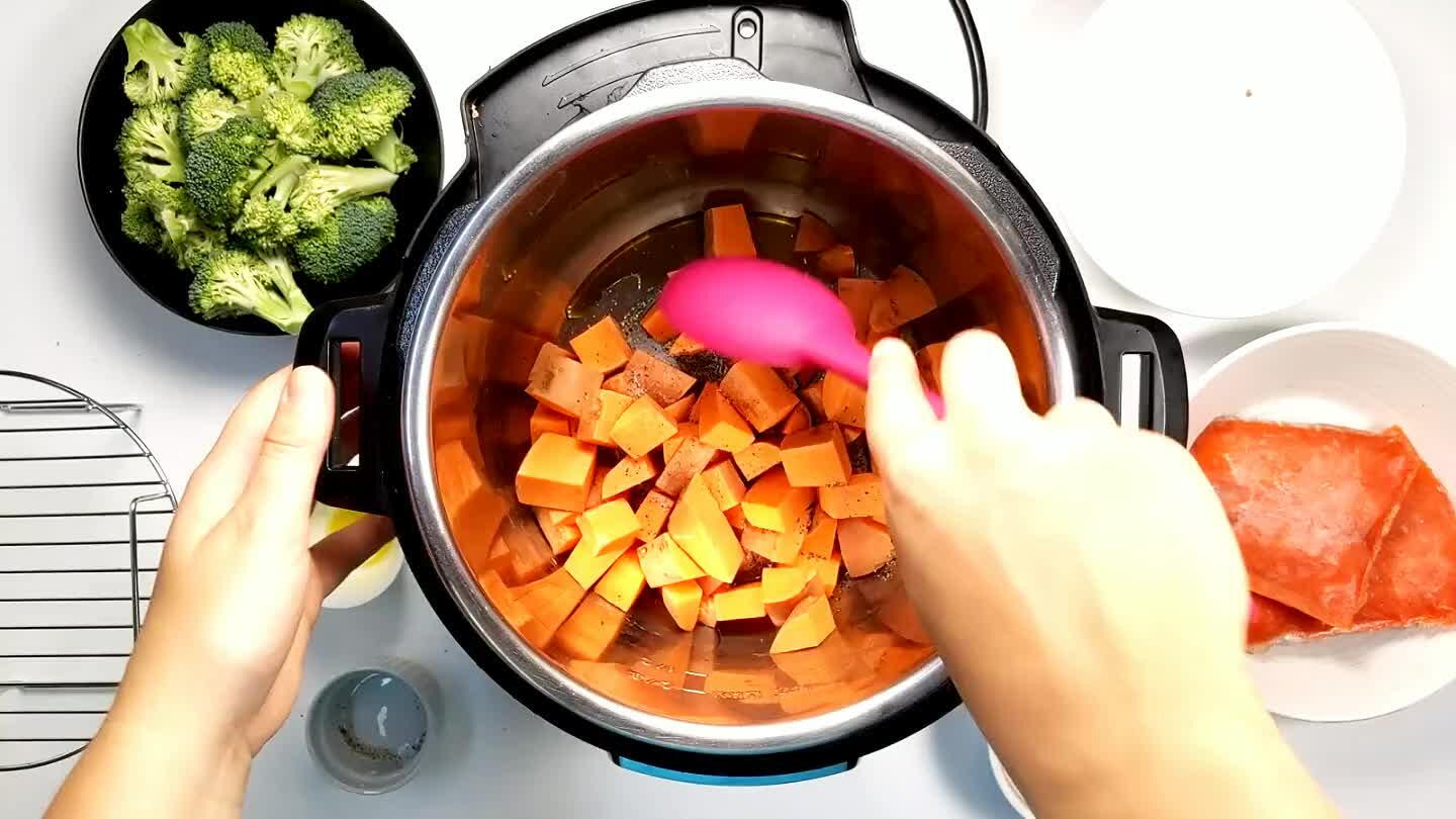 water over the top of the potatoes so they steam well in the pot, and add the rack to the pot.