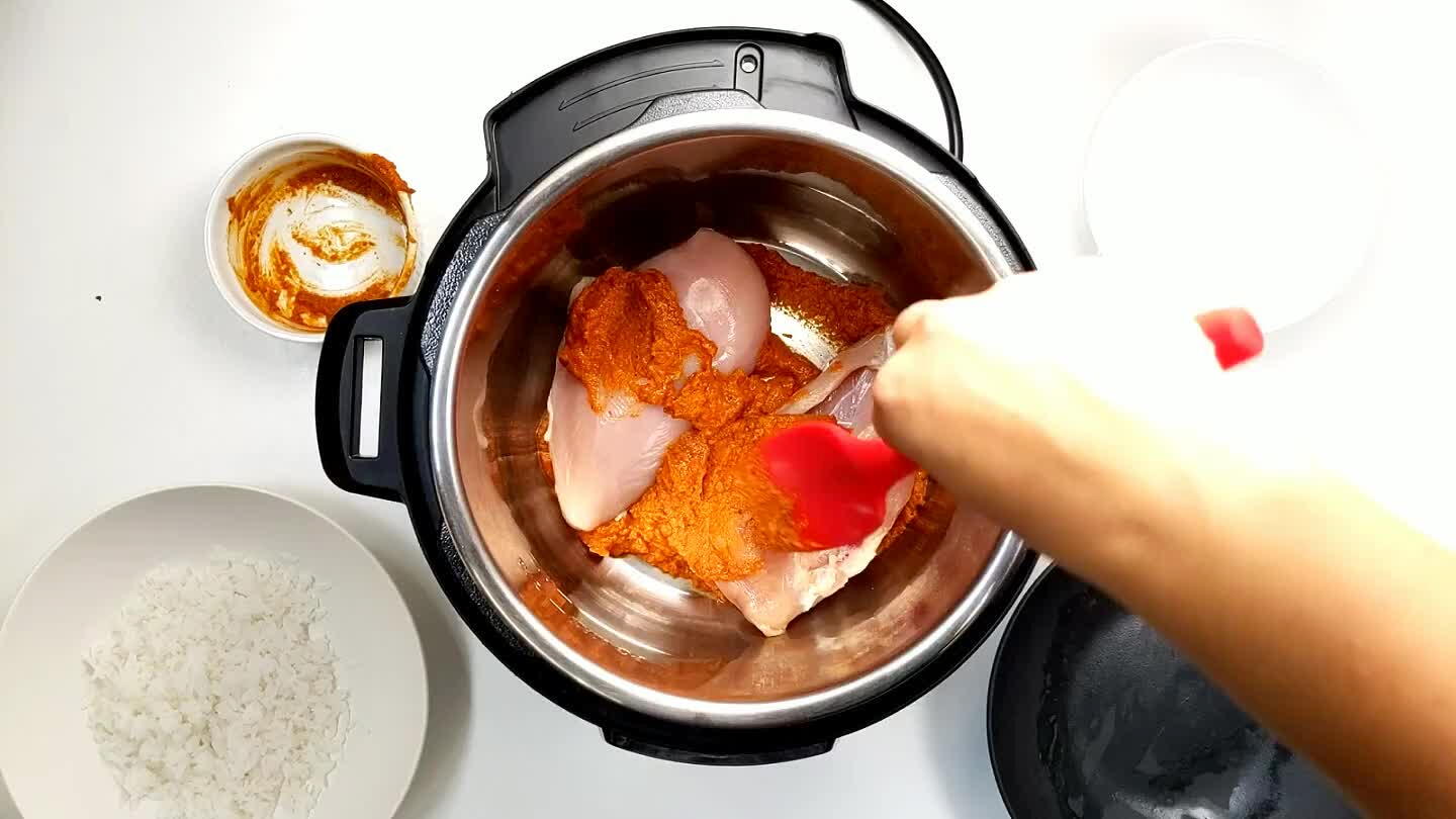 is water to the pot. The Instant Pot needs some liquid in order to cook properly without burning.