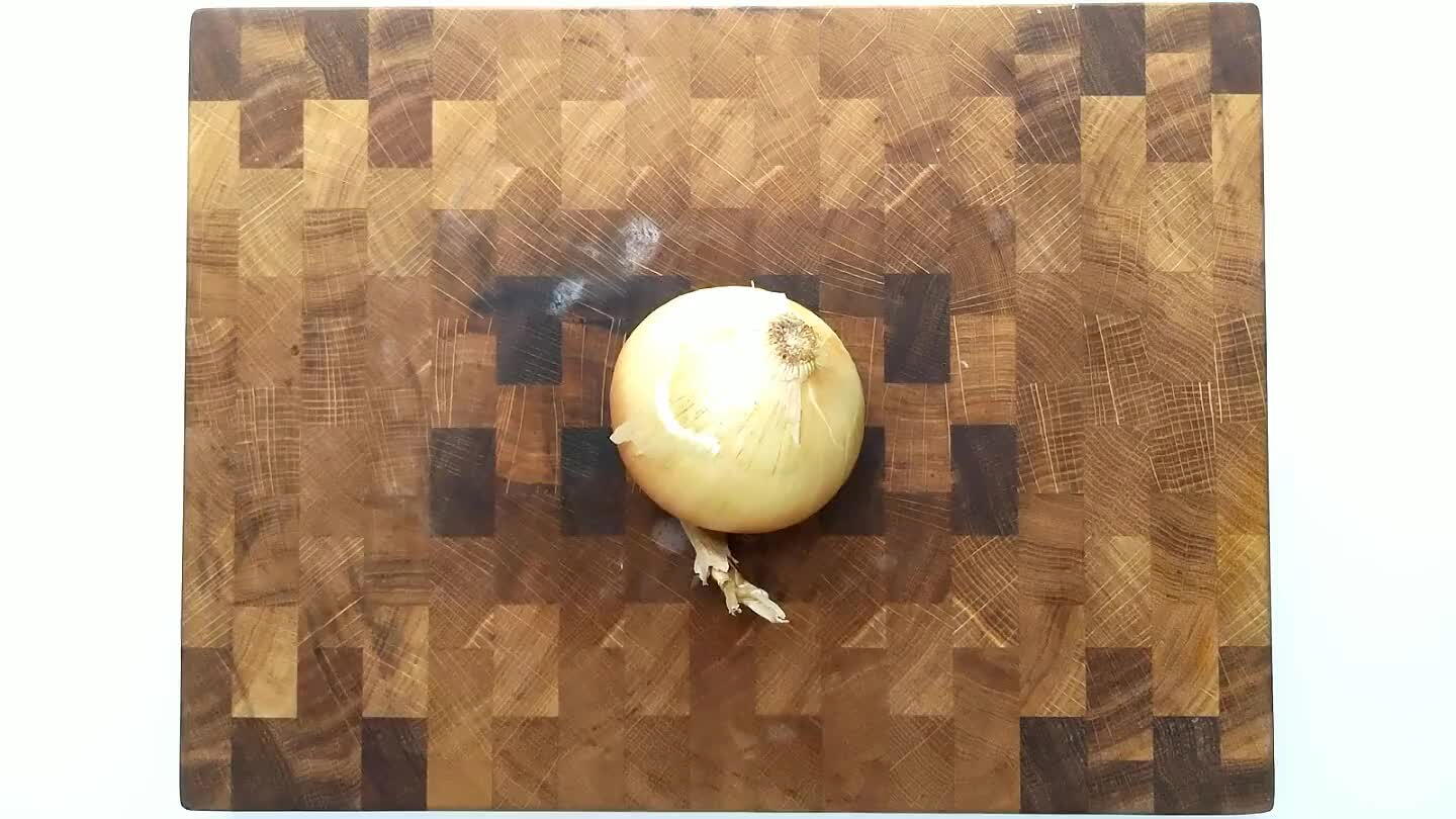 apery skin. Slice the onion thinly, parallel to the root tip. This should leave you with a bunch of little onion rainbows.