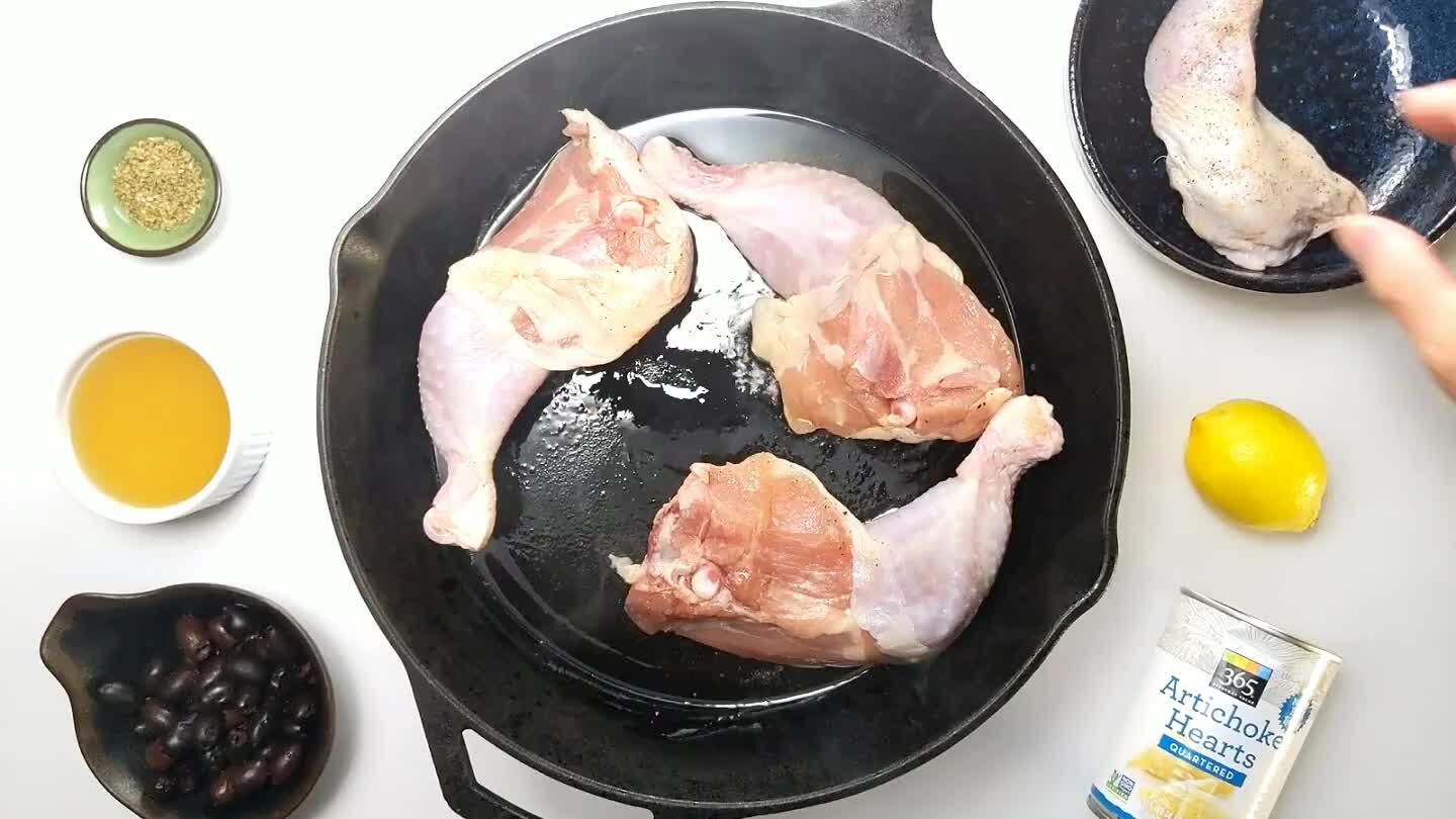 . Press down the chicken to get as much of the skin as possible sealed to the pan. Cook on medium-high until the crispy and brown on one side.
