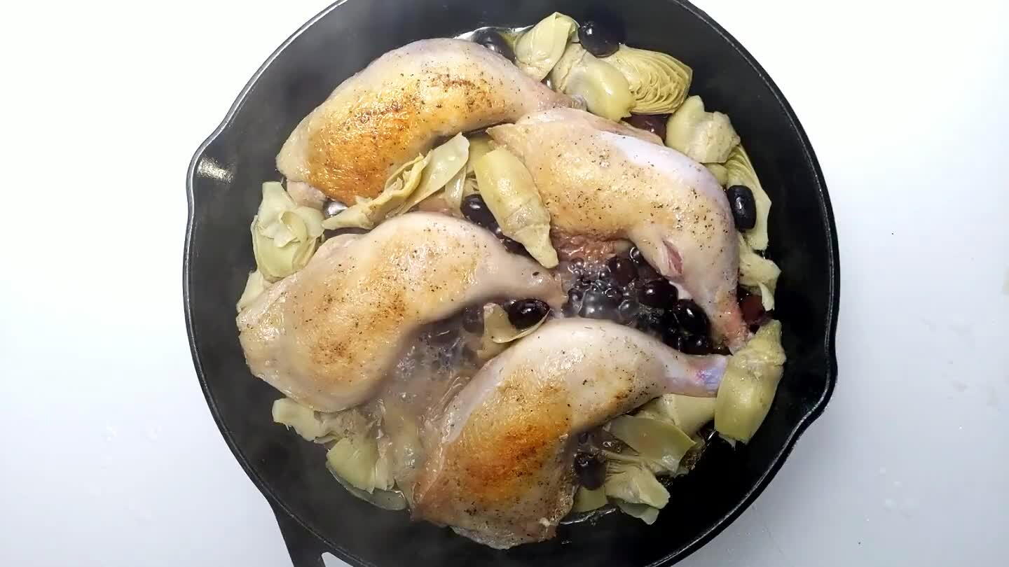 , or until the chicken is done cooking. chicken thighs should reach an internal temperature above 165°F. But, if you get it to 160°F in the pan, you can cut the heat and the cooking will carry over easily.