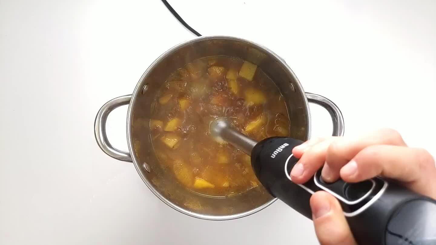 y are done cooking, use an immersion blender and blend until smooth.