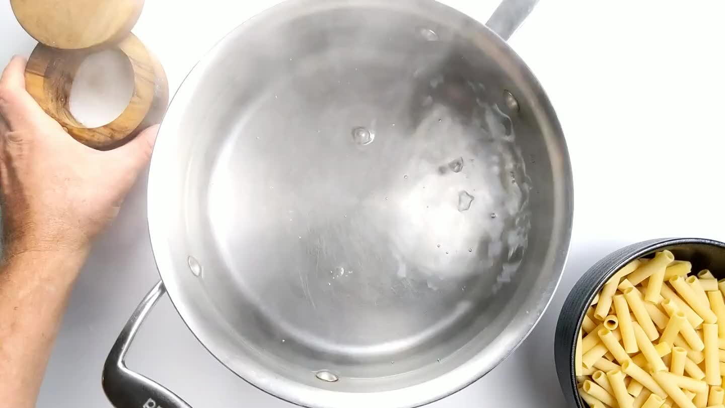 n. Strain and set aside. The pasta will cook in the oven as well, so it should be still firm.