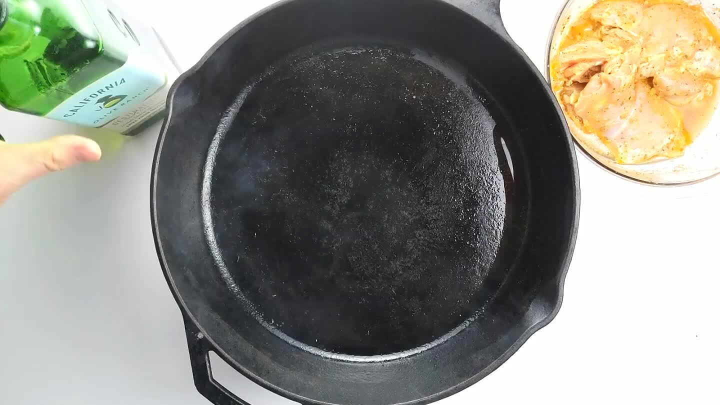 nough that it's almost beginning to smoke. Don't forget to turn on that kitchen fan.
