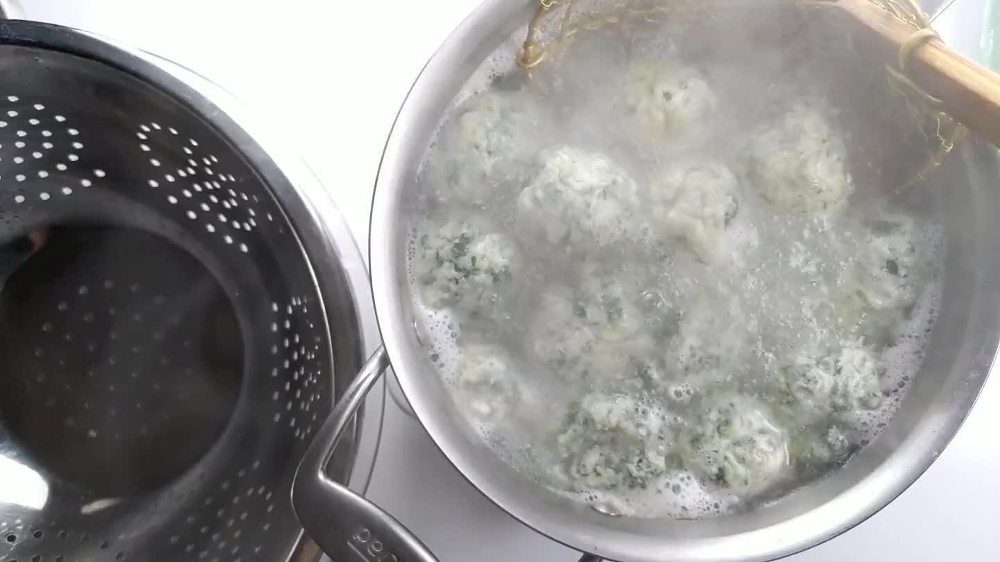 few more minutes to make sure they're cooked through then transfer them into a colander so they can drain.
