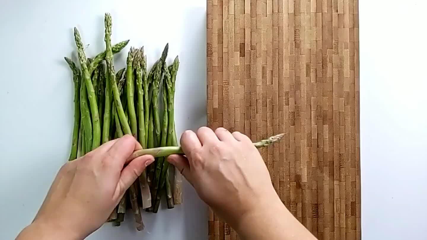 nds. The asparagus will naturally break off the tougher part of the stem.