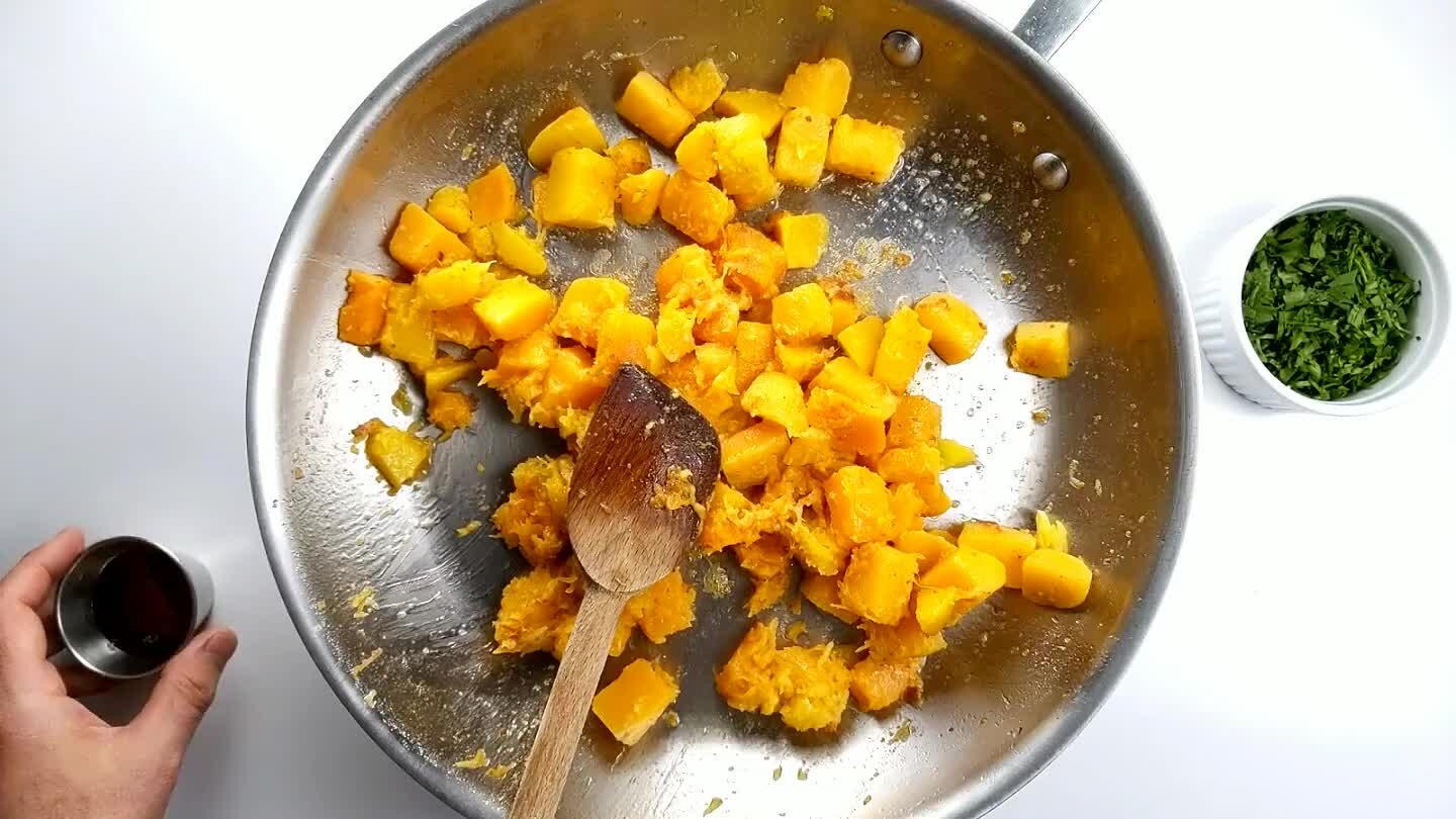 nutes or so, stirring several times, until the squash is lightly browned.