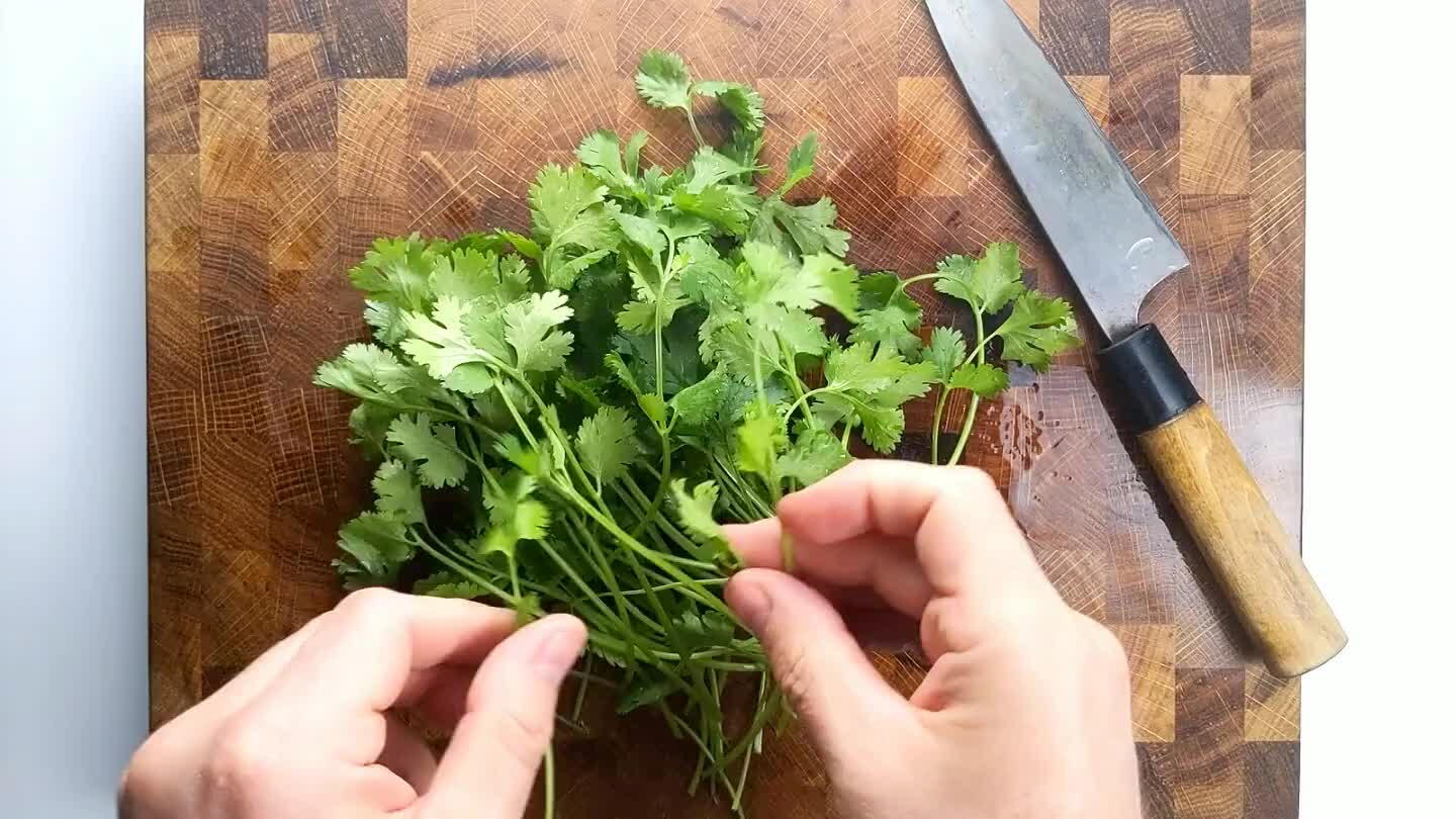 t gently with some paper towels and remove some of the extra stem beneath the bottom set of leaves on each sprig. Cilantro stems have plenty of flavor and texture.