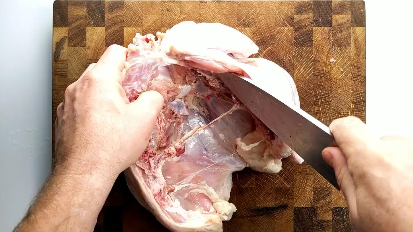chicken opened.