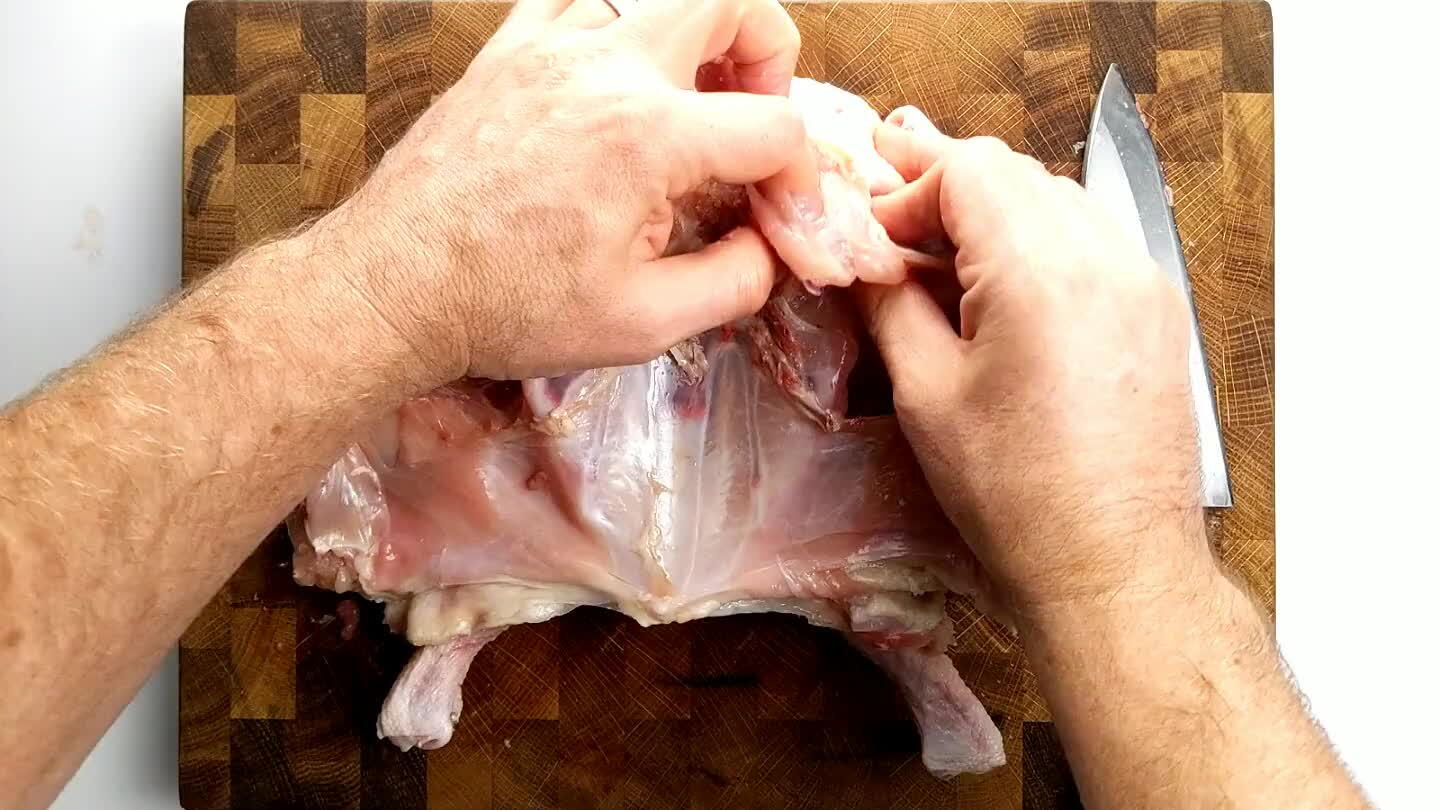 he back can be removed by pulling them away from the flesh and twisting them free of their joint. Towards the front of the neck, the wishbone is embedded in the breast. You can feel it if you pinch at the neck side of the breast. You can remove the wish bone by slicing it out of the flesh and pulling it from its anchor points at the shoulders.