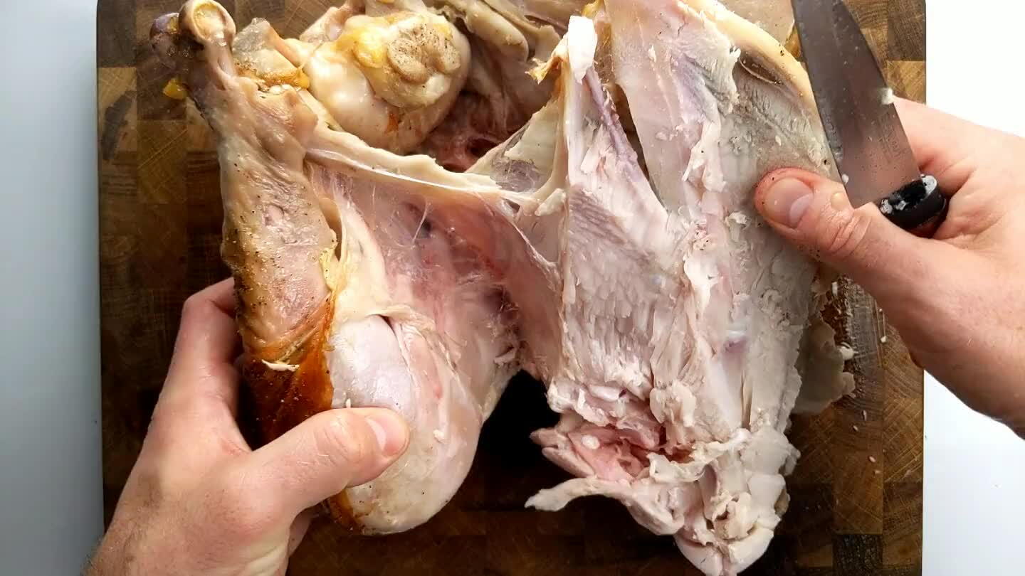 e back bone and thigh to release the leg from the carcass.