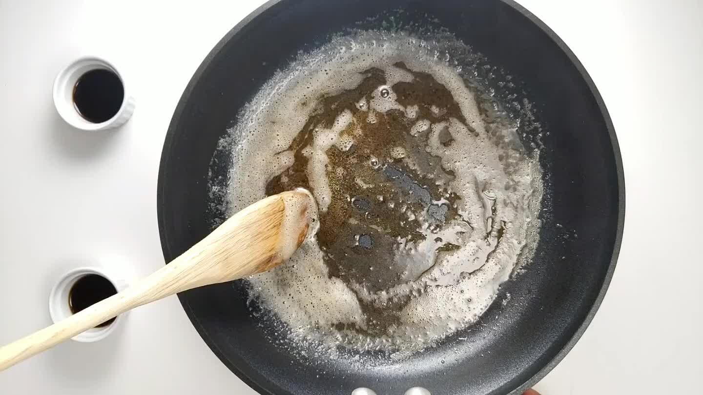 sauce. Be careful because it will splatter a bit when you add it to the pan.