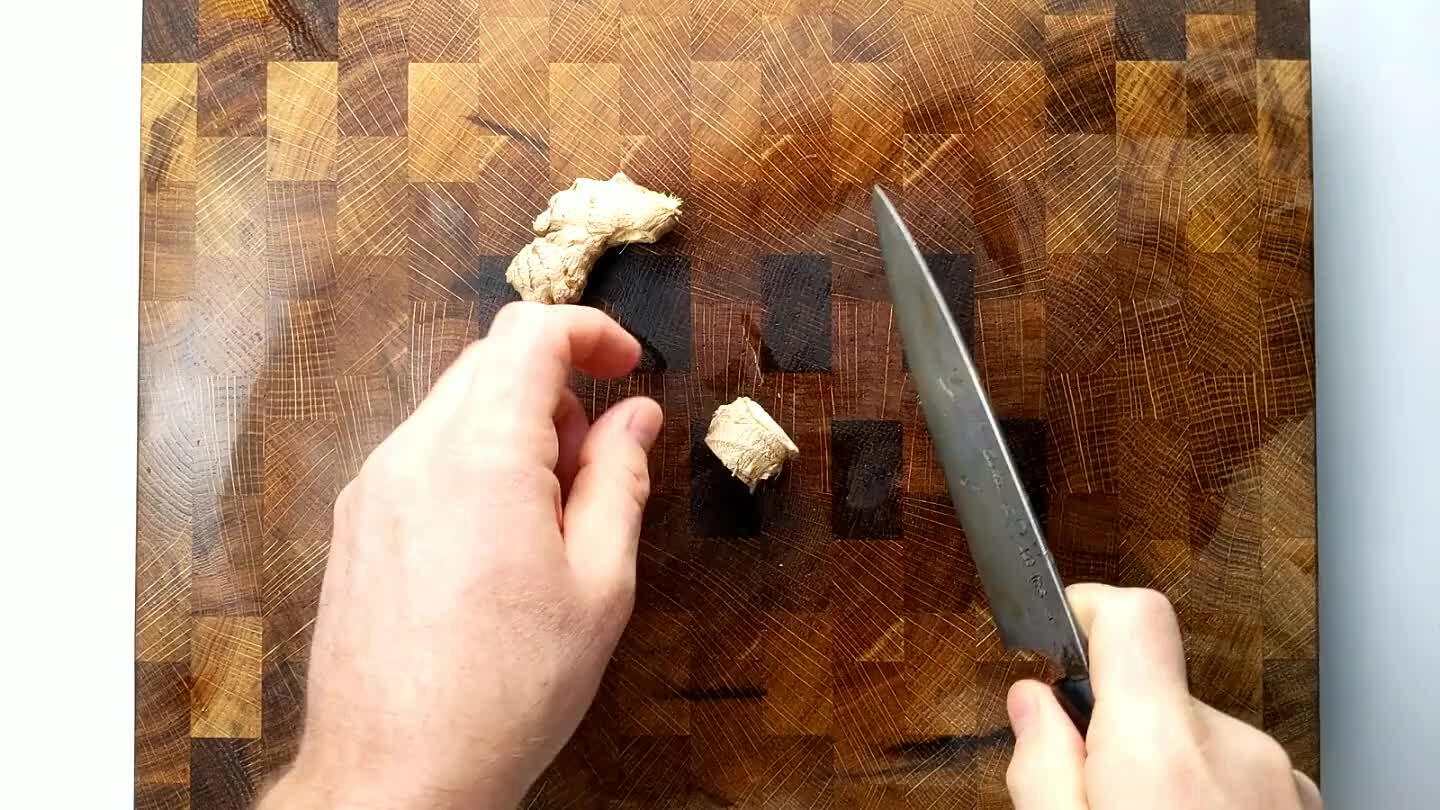 chunk of ginger, maybe the volume of your thumb to the first knuckle.