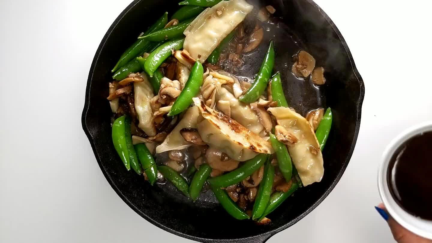 4-5 minutes until peas and mushrooms are warmed through.