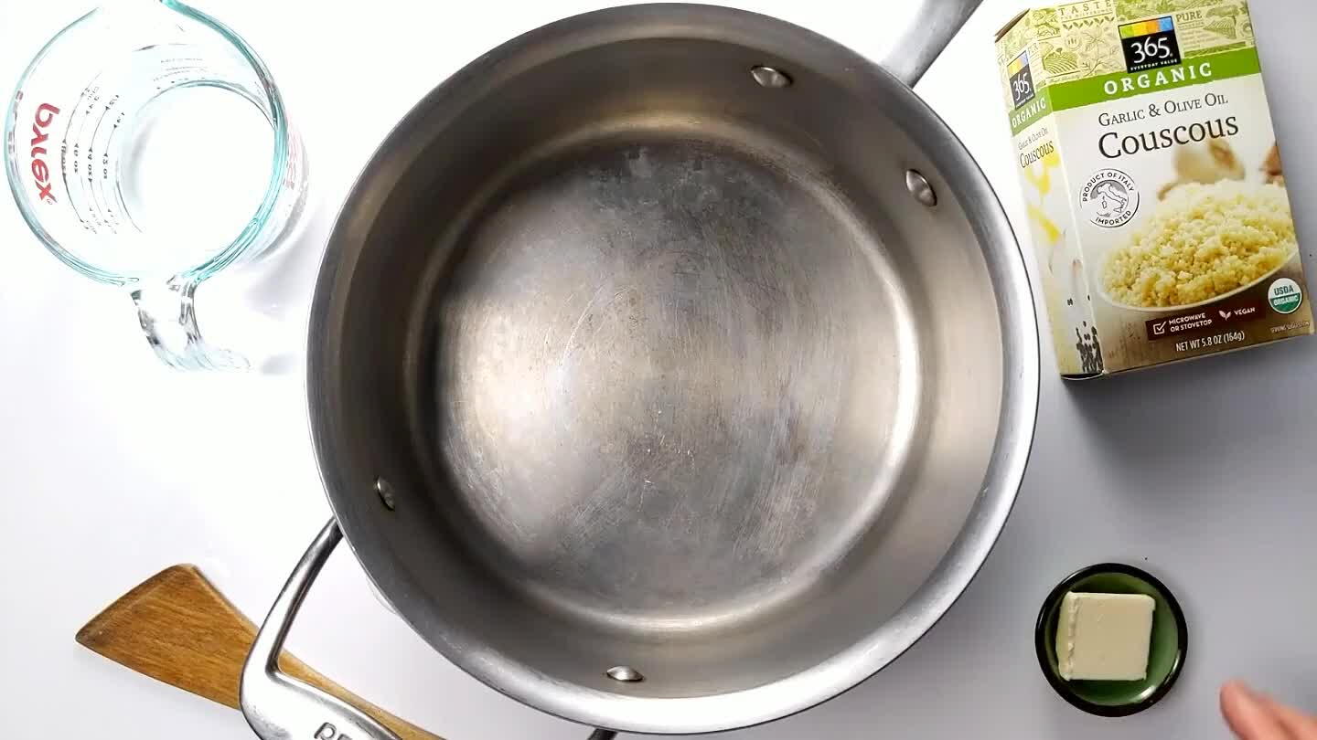 ching lid. 1 box of couscous should be more than enough for 4 servings.