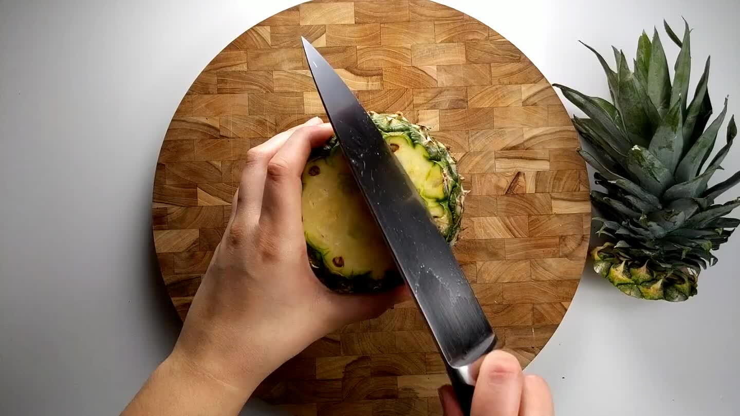 trim off the tough skin with the knife.